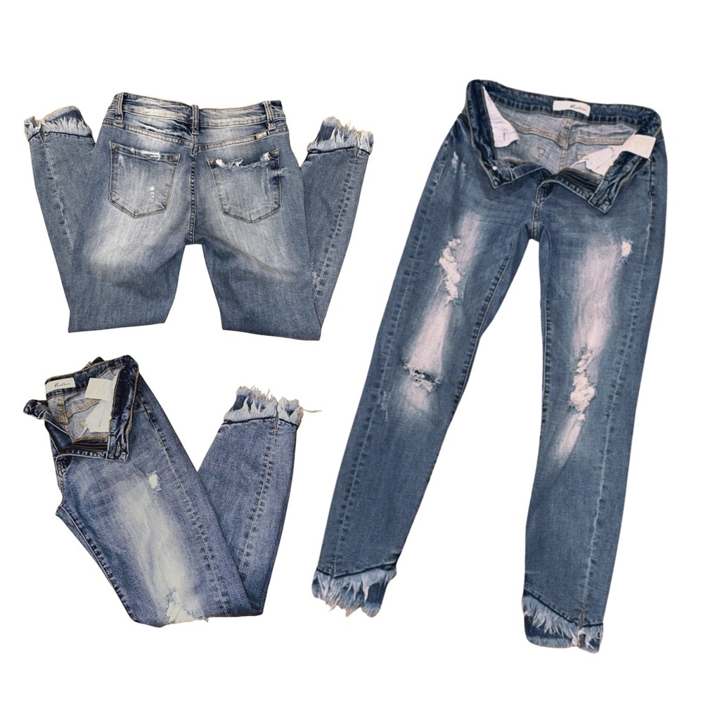 KANCAN - Distressed Ankle Jeans Cropped